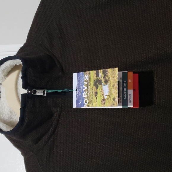 Orvis Mens Brown 1/4 Zip Pullover sweater - Picture 3 of 10